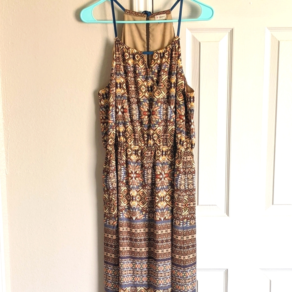 Multi color halter maxi dress